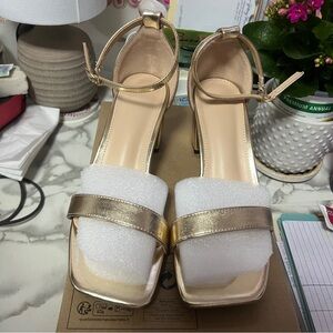 Gold Block Heels